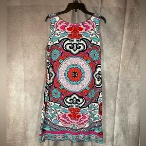 Nicole By Nicole Miller Pink Floral Sleeveless Above Knee Dress- Size Large